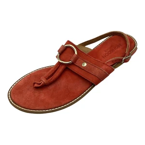 Monsoon Womens Burnt Orange Suede Flat Toe Post Slingback Sandals Size UK 6 Used - Picture 1 of 8