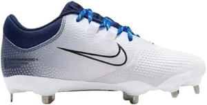 Botines de softbol de metal Nike Hyperdiamond 4 PRO blancos azul marino para mujer talla 7” - Imagen 1 de 6