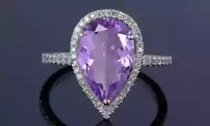 14k White Gold Plated 4.00Ct Pear CUT Simulated Amethyst Engagement ring - Picture 1 of 4