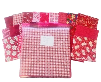 10" Pre-Cut Fabric Squares  - RED Prints - 40 Pieces - NO Duplicates - Image 1 of 4