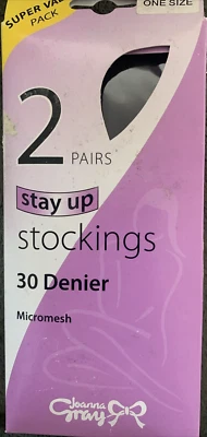 Medias 2 pares casi negras talla única Stay Up 30D Micromesh de Joanna Gray G11 Foto 1 de 2