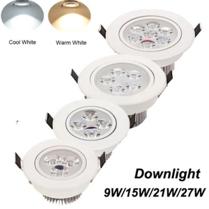 Dimmable Led Recessed Ceiling Down Light Fixture Spot Lamp & Driver 9W 12W 15W - Picture 1 of 9