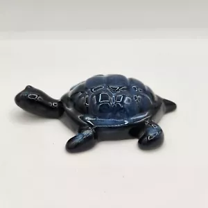 Vintage Blue Mountain Pottery Canada Hand Glazed Turtle Cobalt Blue Orig Sticker - Picture 1 of 7