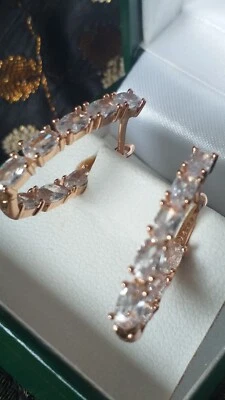 Orecchini vintage anni 90-90 in oro laminato 14 ct zirconi - marcati 585 RG - Immagine 1 di 4