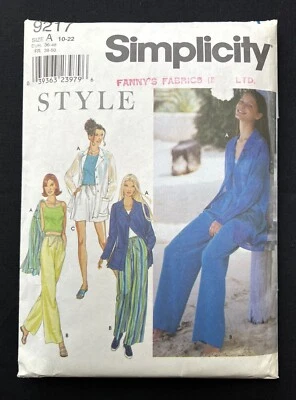 Simplicity 9217 Misses Jacket-Pants-Shorts Relaxed Fit 2000 Pattern 10-22 Uncut - Image 1 of 2