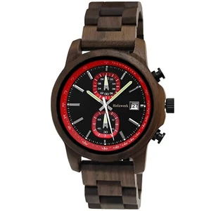 Holzwerk ROTENBURG reloj de madera para hombres cronógrafo y taquímetro, marrón, negro, rojo - Imagen 1 de 7
