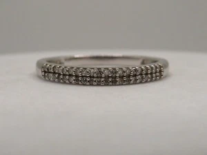 STACKABLE 10K WHITE GOLD RING w 40 DIAMONDS IN TWO (2) ROWS - SIZE 7* - Picture 1 of 15