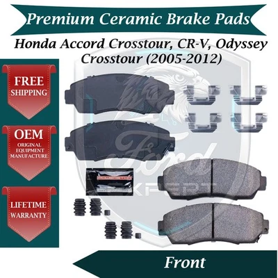 Kit de pastillas de freno delanteras de cerámica premium OE para Honda 2005-2012 garantía de por vida Foto 1 de 4