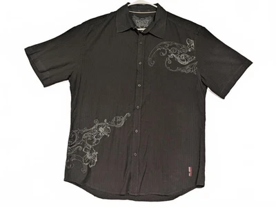  Point Zero Button Up Shirt Black Floral Scroll Graphic Casual Mens XL - Image 1 of 4