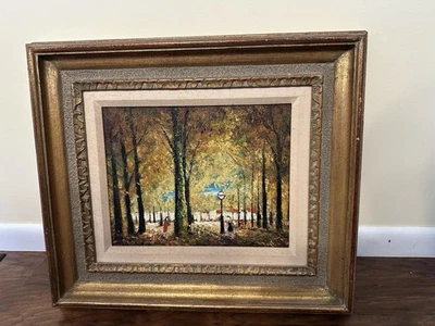 Винтажная картина маслом на борту осень осень осень в парке 19,5 «x 22» H. Reiff подпись - Изображение 1 из 4