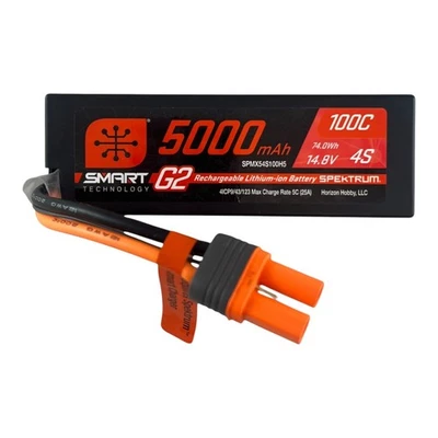 Spektrum Accessories 5000mAh 4S 14.8V Smart G2 LiPo 100C IC5 SPMX54S100H5 - Image 1 of 4