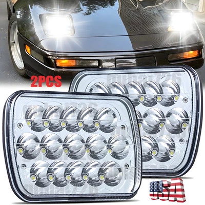 Par de faros LED de haz alto/bajo DOT 7x6 5x7 para Chevrolet Corvette 1984-1996 Foto 1 de 4