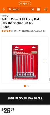 Husky 3/8 in. Drive SAE Long Ball Hex Bit Socket Set (7-Piece) - Image 1 of 4
