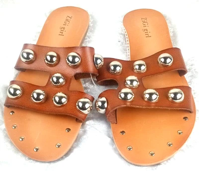 Sandalias planas ZiGi niña marrón imitación cuero talla 7,5 M   Foto 1 de 4