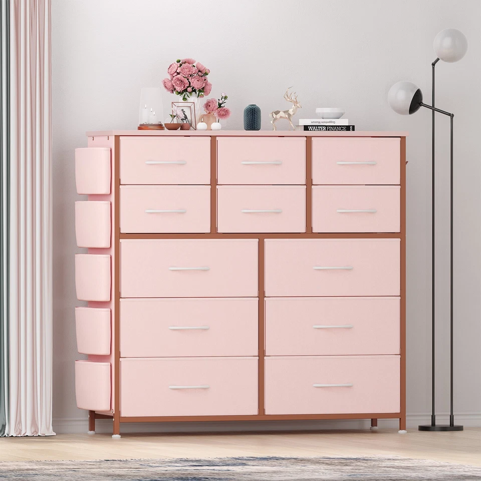 12 Drawers Dresser Chest of Storage Tower Cabinet for Bedroom Organizer Pink - image 1 of 4