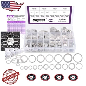 470Pc Aluminum Flat Washer Kit - 18 Metric Sizes M6-M24, Oil Drain Plug Seal - Picture 1 of 9