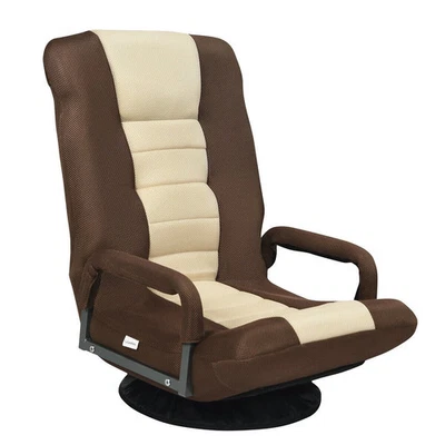 360-Degree Swivel Gaming Floor Chair with Foldable Adjustable Backrest-Brown - C - Image 1 of 4