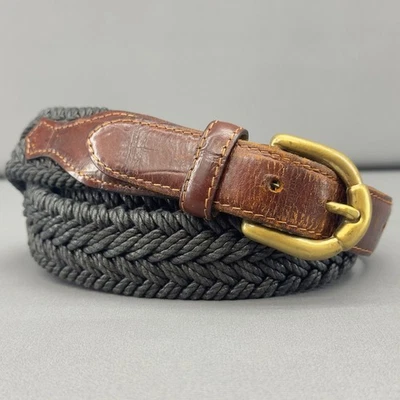 Cinturón tejido para hombre trenzado ribete de cuero hebilla de latón macizo hecho en Italia talla 42 Foto 1 de 4