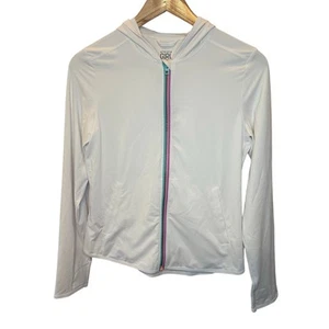 Athleta Girl White Sweatshirt XL/14 Girls Full Zip Hooded Thumbholes Activewear - Picture 1 of 6