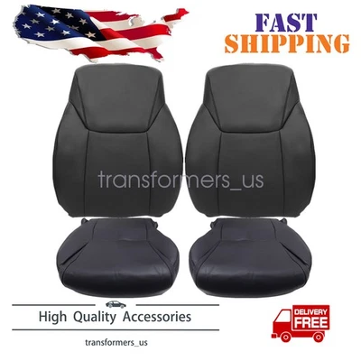 For 08-15 Lexus Lx570 Driver & Passeneger Top & Bottom Leather Seat Covers Black - Image 1 of 4