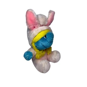 Vintage 1983 Wallace Berrie 8” Girl Smurfette In Pink Bunny Costume Plush - Picture 1 of 7