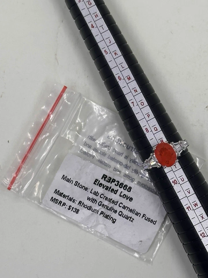 Anillo Bomba Fiesta Amor Elevado Talla 9 RBP 3668 Cornalina con Cuarzo en Chapado en Rodio Foto 1 de 1