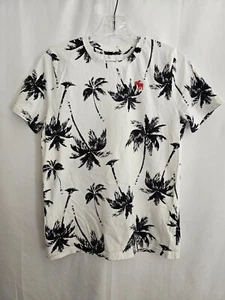 abercrombie kids Shirt White with Palm Trees Knit Short Sleeve Size 15 / 16 - Picture 1 of 10