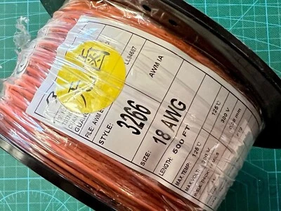 18AWG UL3266 сшитый провод XLPE, 125C, 300 В, ОРАНЖЕВЫЙ, 500 футов катушка - Изображение 1 из 4
