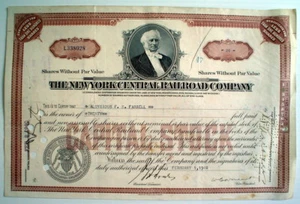 1940's CAPITAL STOCK, THE N.Y. CENTRAL RAILROAD CO.** CERTIFICAT DE CAPITAL 1940 - Picture 1 of 5