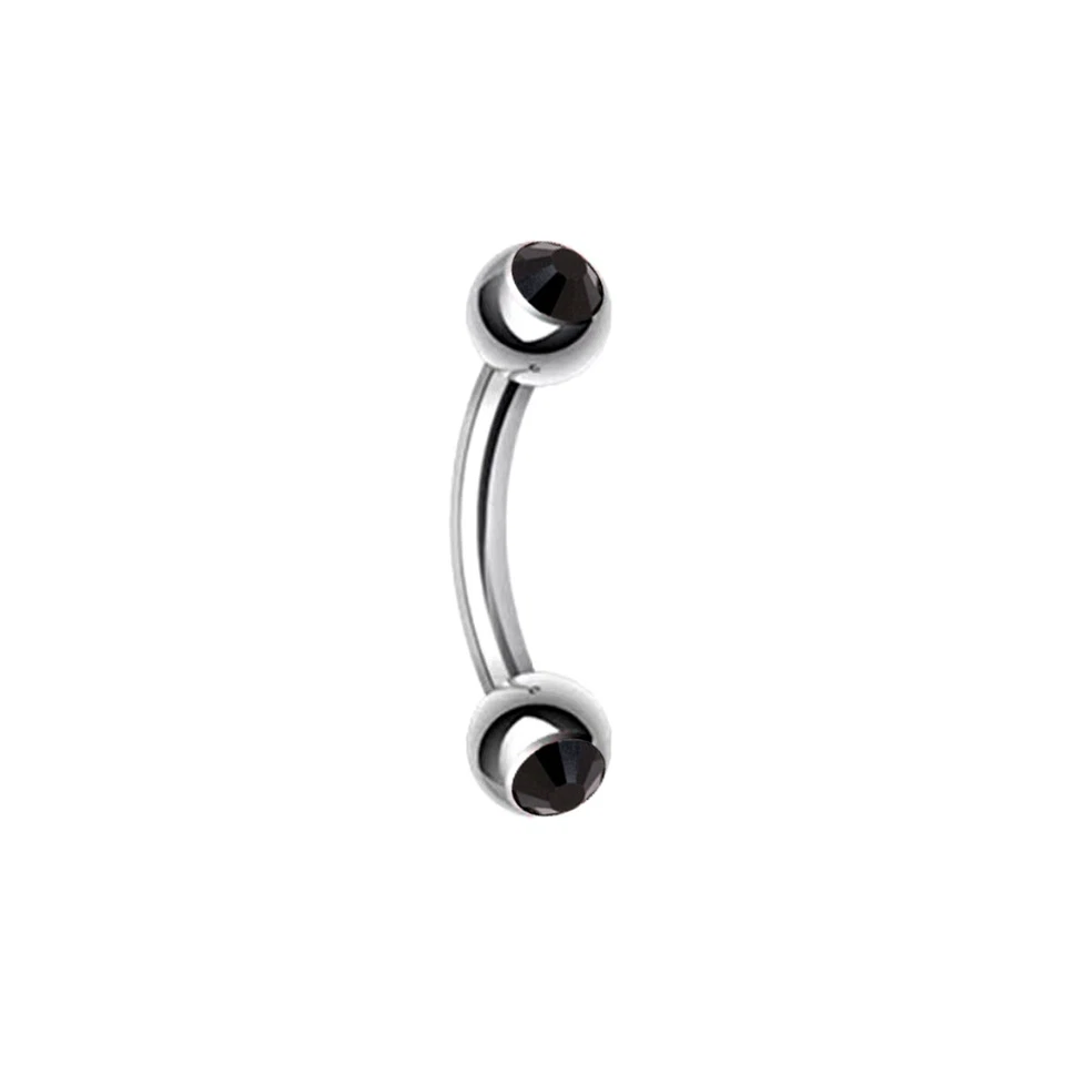 2X 3-5mm Crystal Ball Eyebrow Ring Steel 6-14mm Bar Curved Barbell Piercing 16g - Image 1 of 4