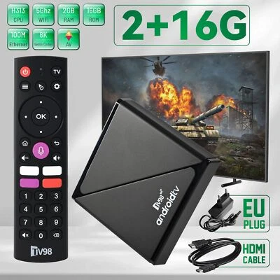 Android 14 Smart TV Box 2.4G & 5G WIFI 8K HD 2GB 16GB Media Player Quad Core UK - Bild 1 von 4