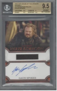 2024 HOUSE OF THE DRAGON GAVIN SPOKES AUTOGRAPH RELIC CARD GEM MT BGS 9.5/AU 10 - Picture 1 of 2