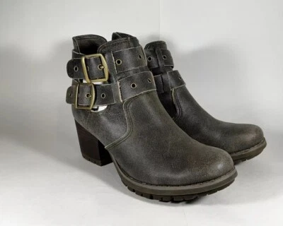 Botín Caterpillar Tora Hebilla Mujer’s 6 Tacón Grueso CAT Verde Gris Foto 1 de 4