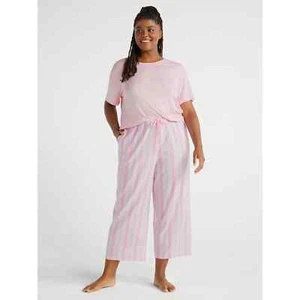 -JOYSPUN COTTON PAJAMA LONG PLAID PANTS ONLY LIGHT PINK MULTI POCKETS 2X 18W-20W - Picture 1 of 6