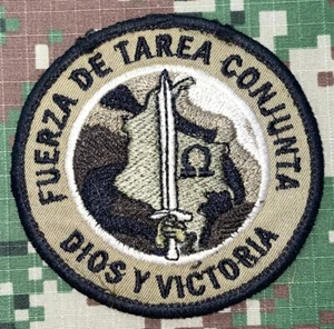 Colombia Army Vintage Fuerza de Tarea Conjunta Dios y Victoria Patch Used B892 - Picture 1 of 2