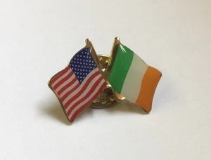 USA and IRELAND Crossed Friendship Flag Lapel Pin **MADE IN USA** - Picture 1 of 5