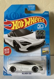 Hot Wheels McLaren 720S White 2018 #318 Factory Fresh Factory Sealed Set Sticker - Picture 1 of 2