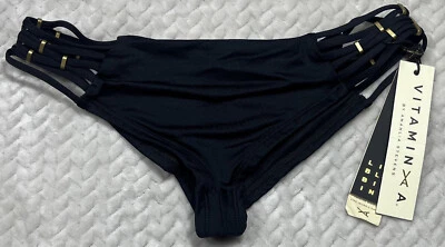 Pantalones de baño Vitamin A talla 8/M negro ámbar con cuentas correas laterales nuevos con etiquetas Foto 1 de 4