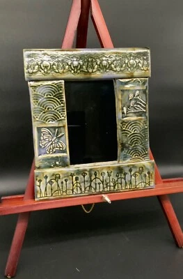 Mirror - Framed Wall Art Pottery Handmade (9” X 11”) at ClayByKirt small studio - Image 1 of 3