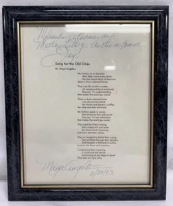 Song For The Old Ones Signed by Maya Angelou the Author Framed - Picture 1 of 2