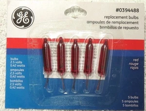 GE 2.5 V Replacement Lights 5 Bulbs, Red - Picture 1 of 2