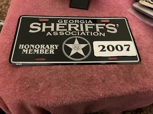 Georgia Sheriffs Association 2007 Tab Honorary Member Metal License Plate - Picture 1 of 2