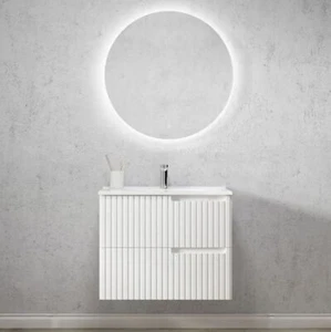 Otti | 750mm Noosa Matte White Vanity Wall Hung Bathroom Cabinet - Ceramic Top - Picture 1 of 4