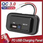 3.1A Dual PD USB Port Fast Charger Socket Power Outlet Panel Car RV Caravan 12V