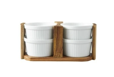 Better Homes & Gardens Acacia Wood Ramekin Caddy Set | NEW Sealed Box - Image 1 of 4