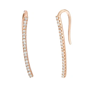 10K Rose Gold Stack Crawler Earrings with 0.12 Carat Round Diamond Gift fr Women - Picture 1 of 5