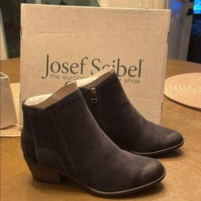 全新 Josef Seibel Daphne 09 踝靴 Vulcano 闪亮麂皮绒,时尚舒适 — 第 1/4 张图片