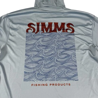 Simms SolarFlex Hoodie Featherweight Insect Shield Fishing Products Blue Mens L - Image 1 of 4