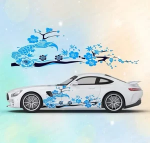 Sakura Car Decal; JDM Sakura Flower Branch Car Decals Both Sides; Cherry Blossom - Picture 1 of 1