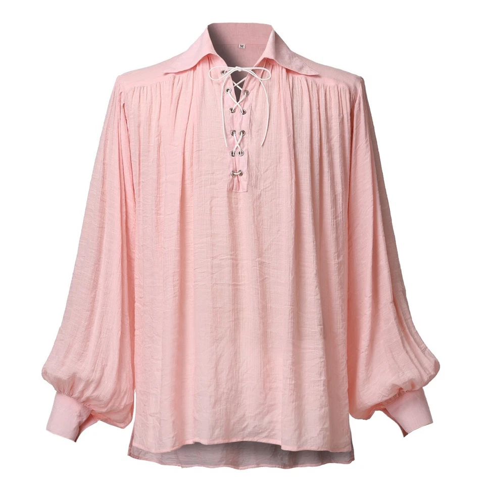 Camisa Pirata Hombres Vampiro Renacimiento Camisas Victoriana Volantes Camisa Medieval Foto 1 de 4